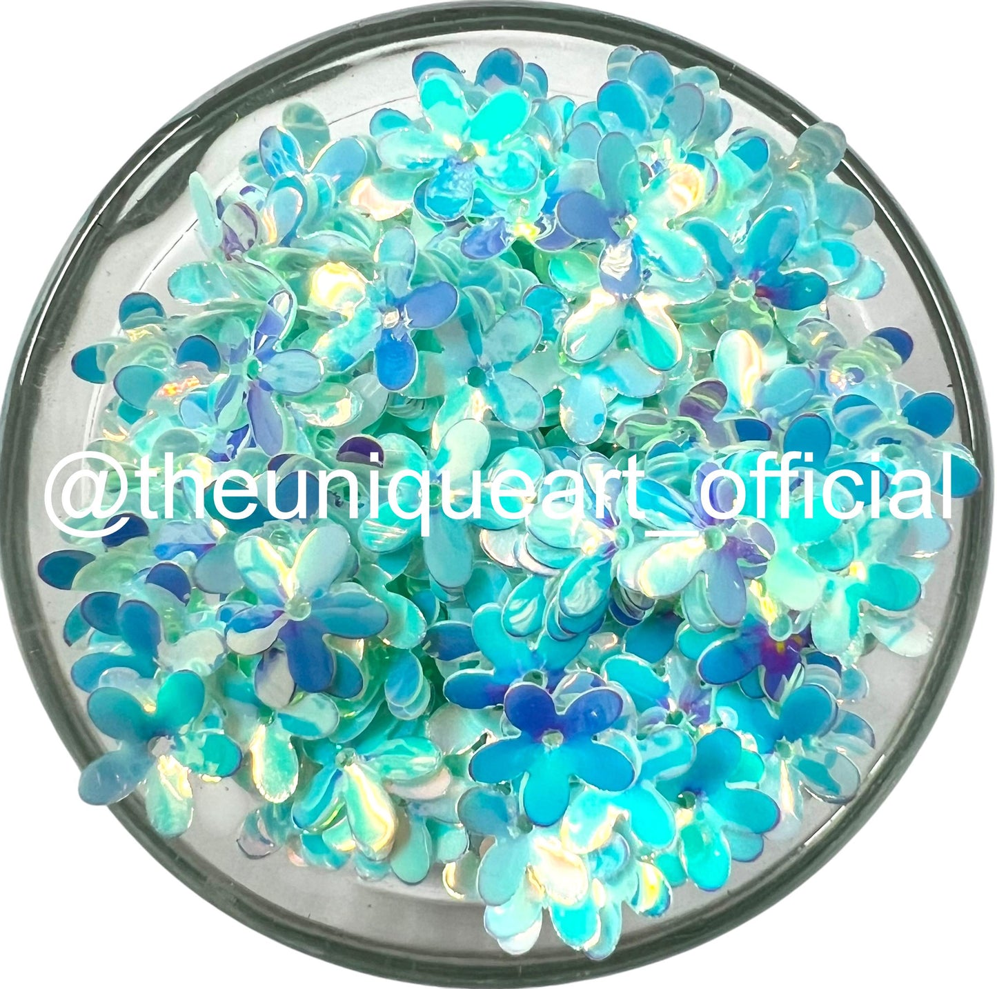 Aqua Blue Rainbow Flower Sequence