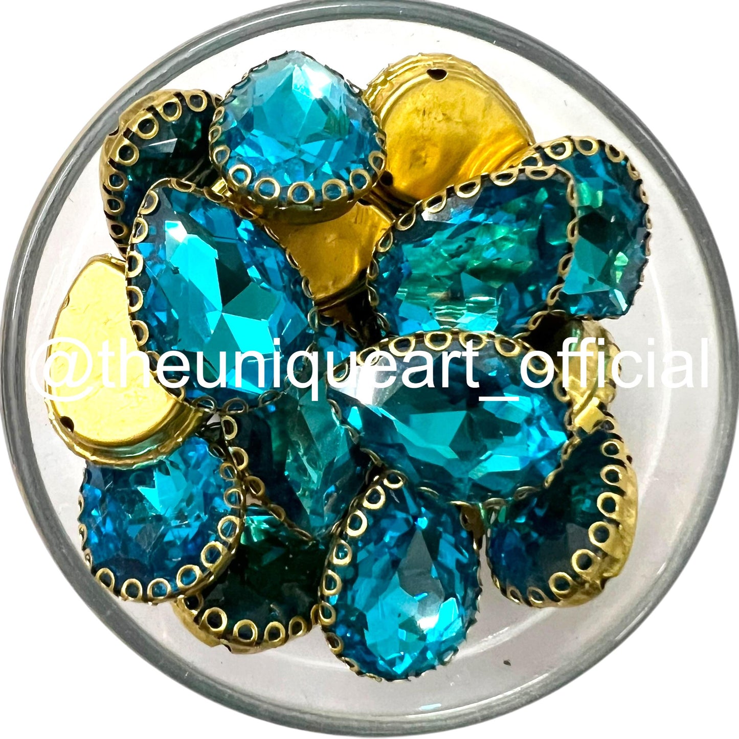 Light Blue 13x18mm Drop Sunflower Clip Stone