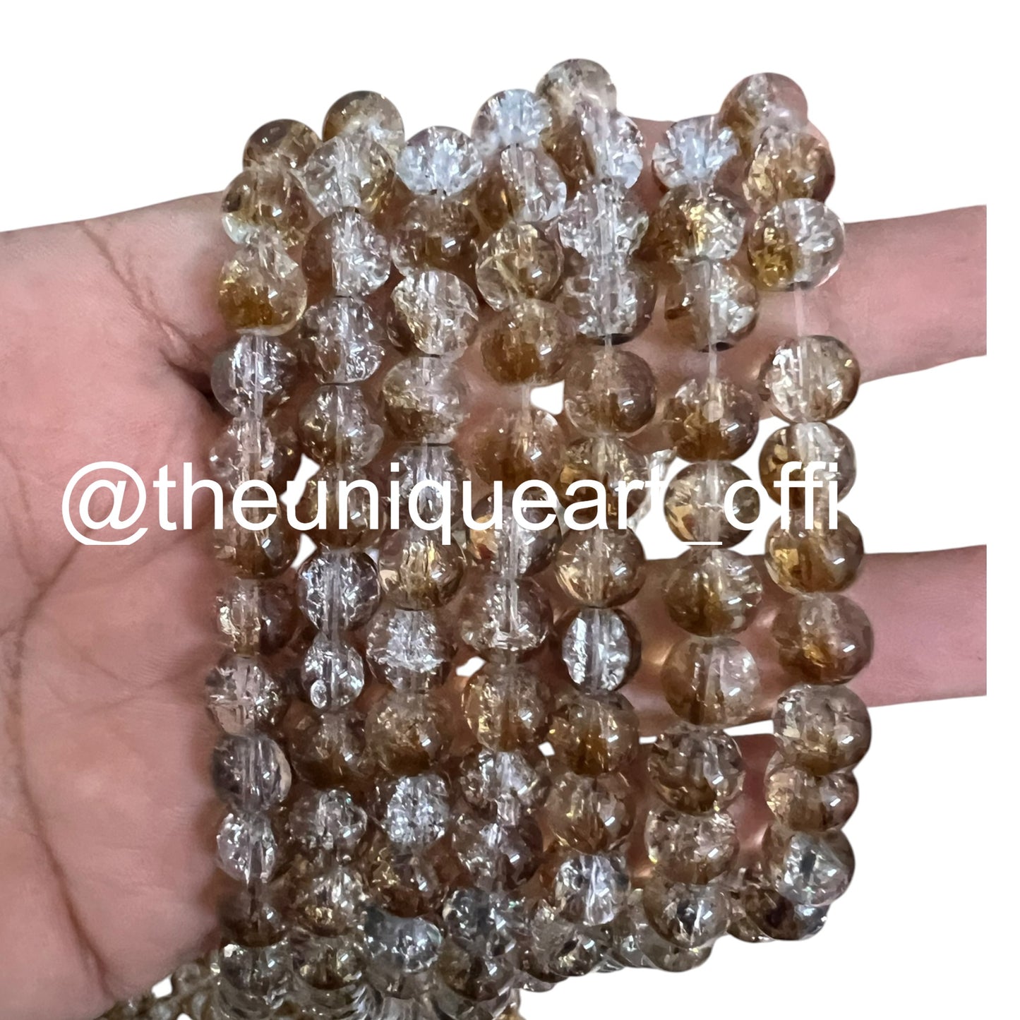 Brown Crackle Glass Beads 8mm
