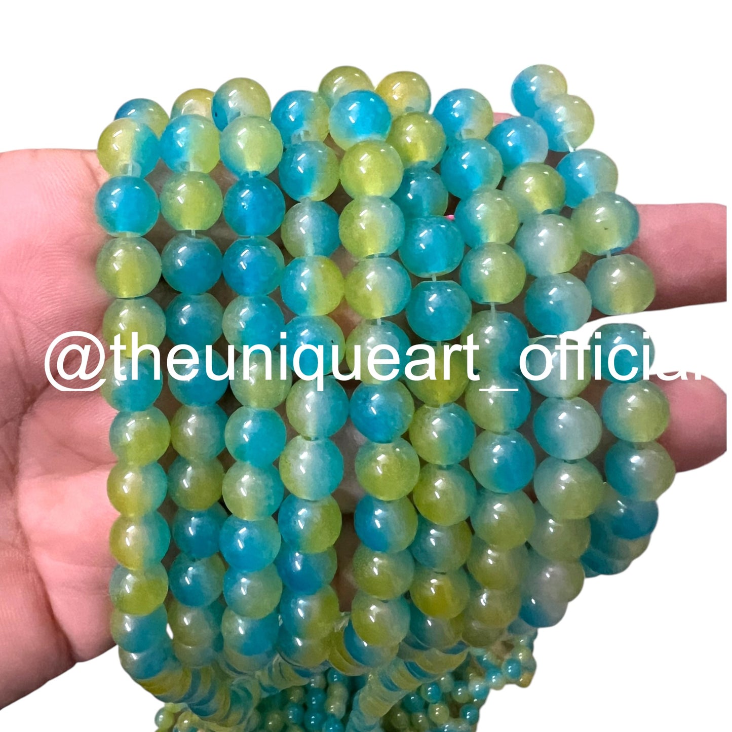 Milky Light Blue & Lemon Jelly Beads 8mm