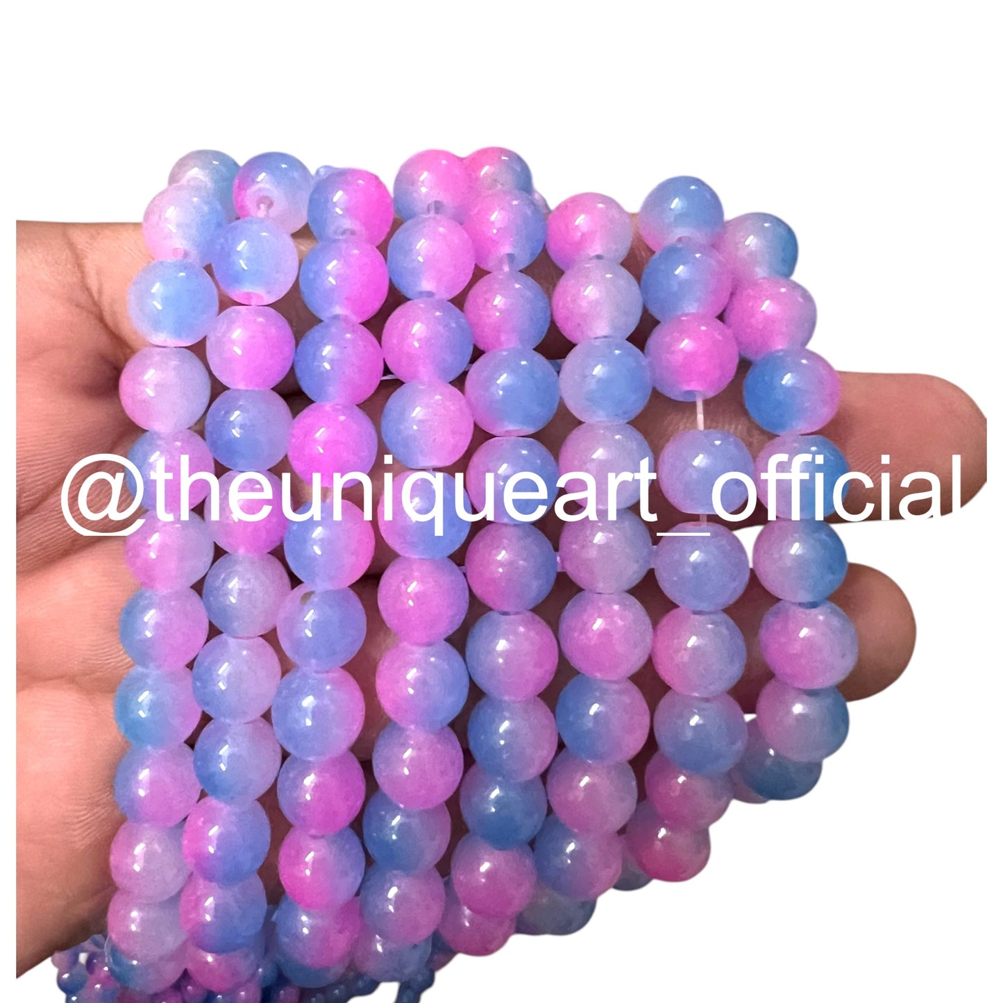 Milky Light Blue & Pink Jelly Beads 8mm