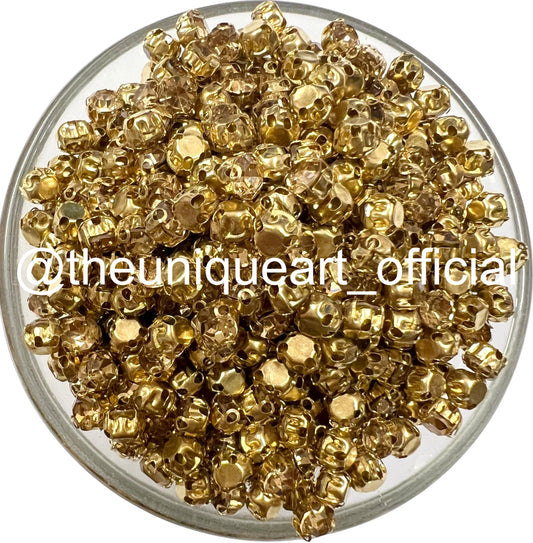 Golden Small Round Clip Stones With Golden Base