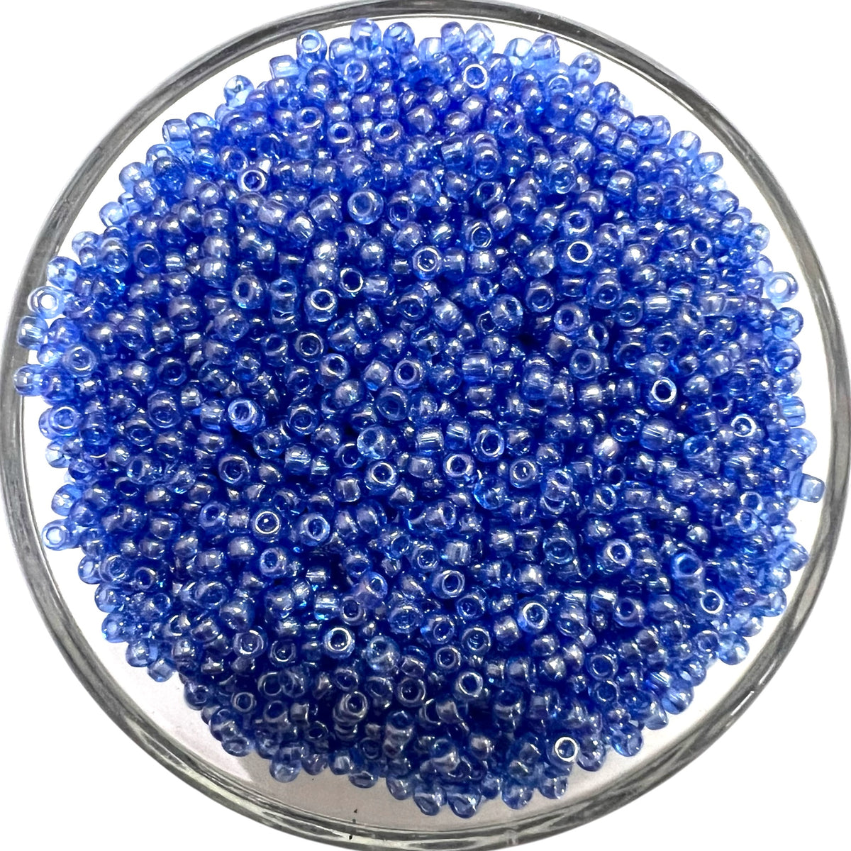 Shiny blue sugar seed beads for traditional Aari embroidery and bridal jewellery making