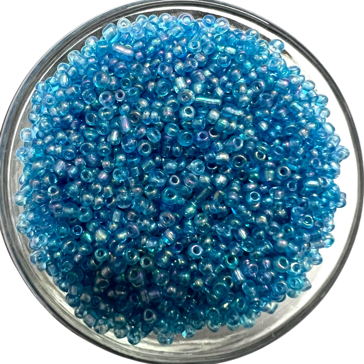 Shiny light blue sugar seed beads for traditional Aari embroidery and bridal jewellery making