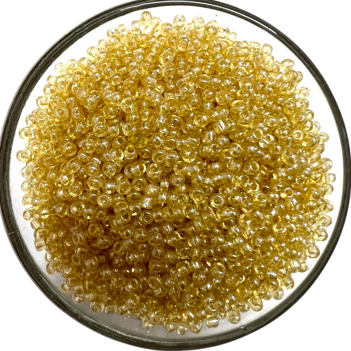 Shiny light golden sugar seed beads for traditional Aari embroidery and bridal jewellery making