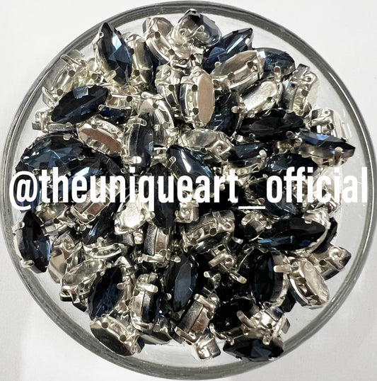 Navy Blue Eye Clip Stone 10x5mm