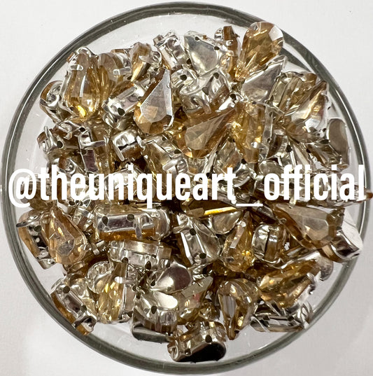 Light Golden Drop Clip Stone 10x6mm