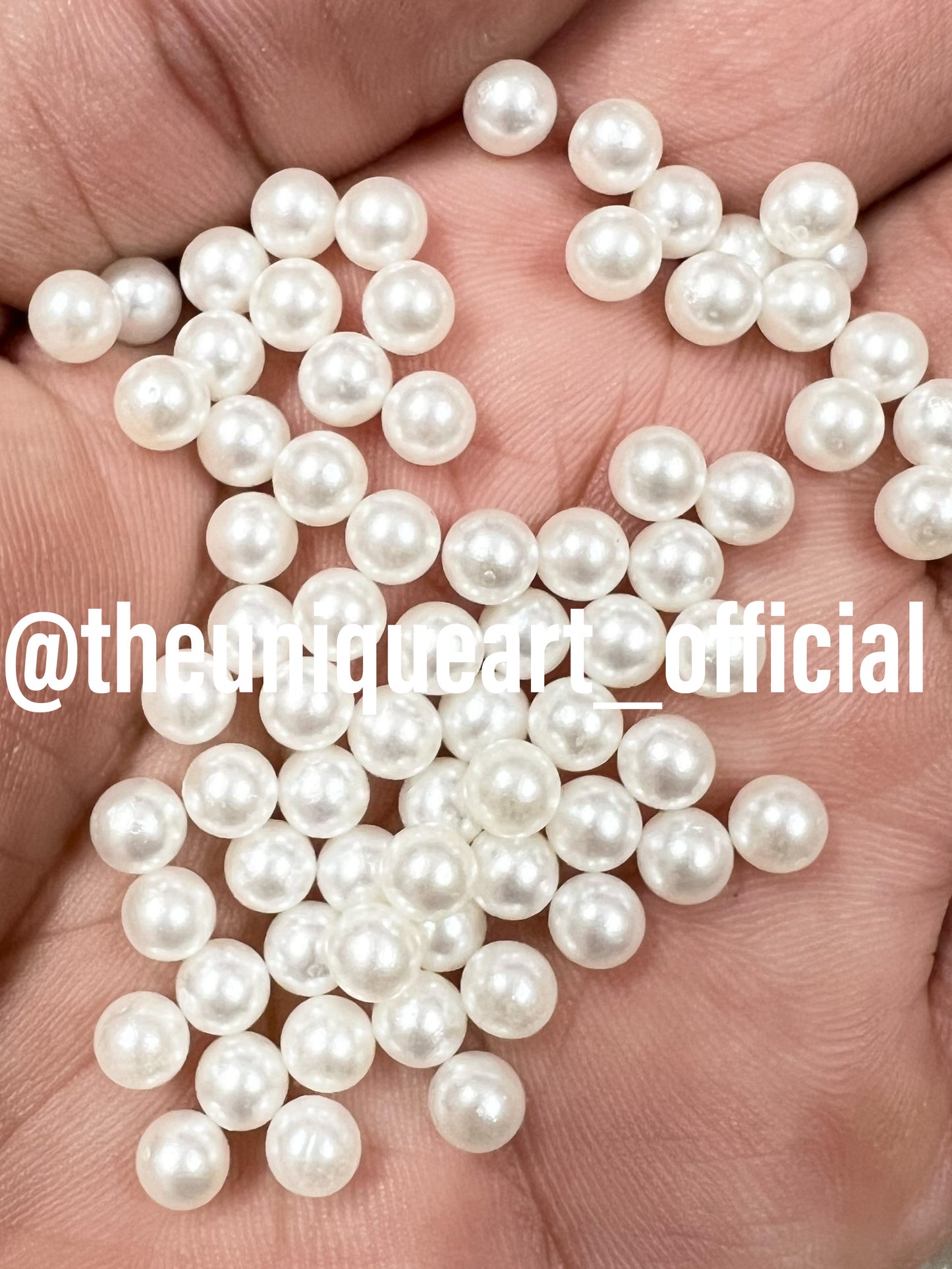 6mm Cream / Off White No Hole Beads For Pearl Setting Machine
