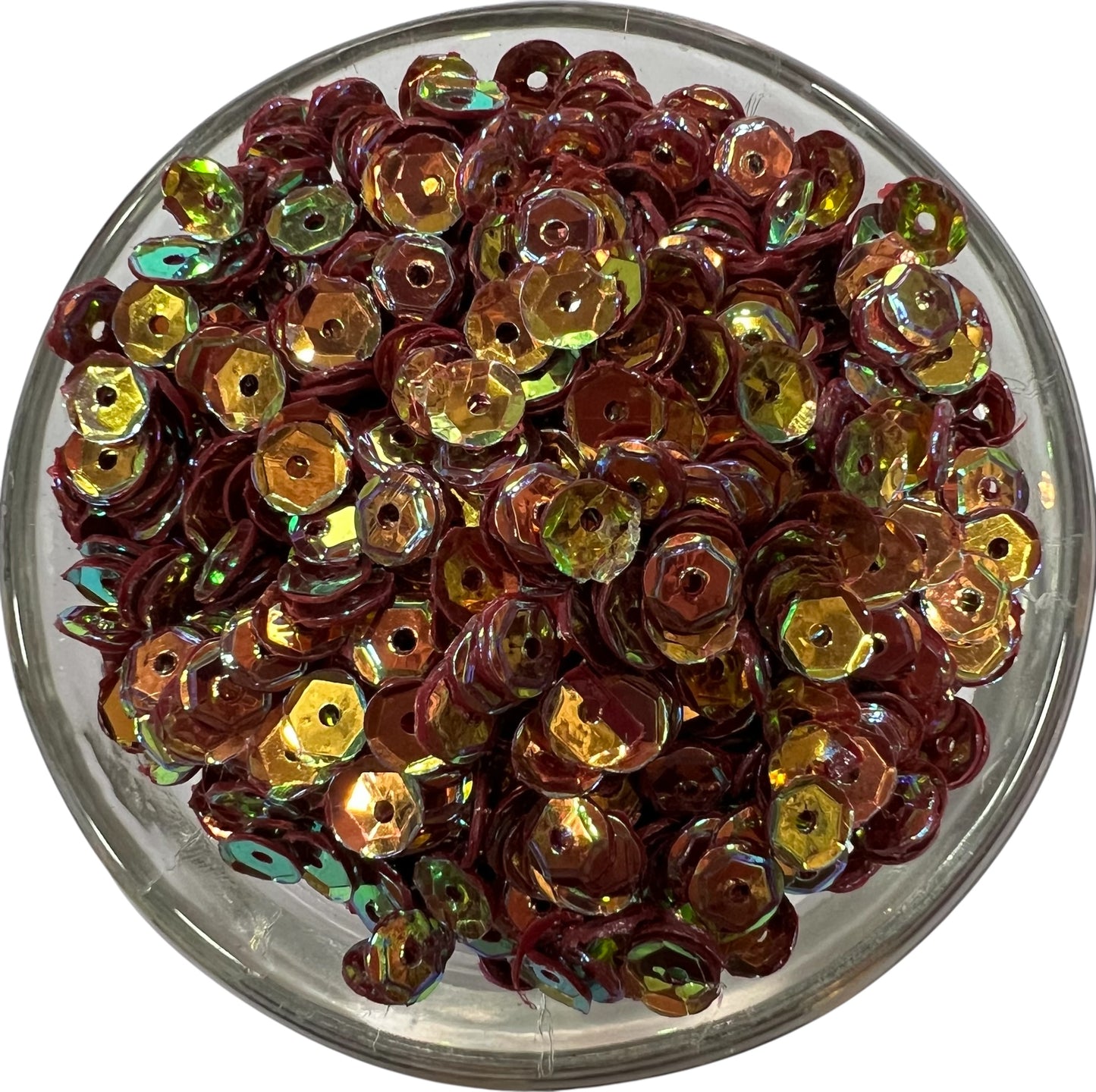 5mm Maroon French Cut Rainbow Sequins
