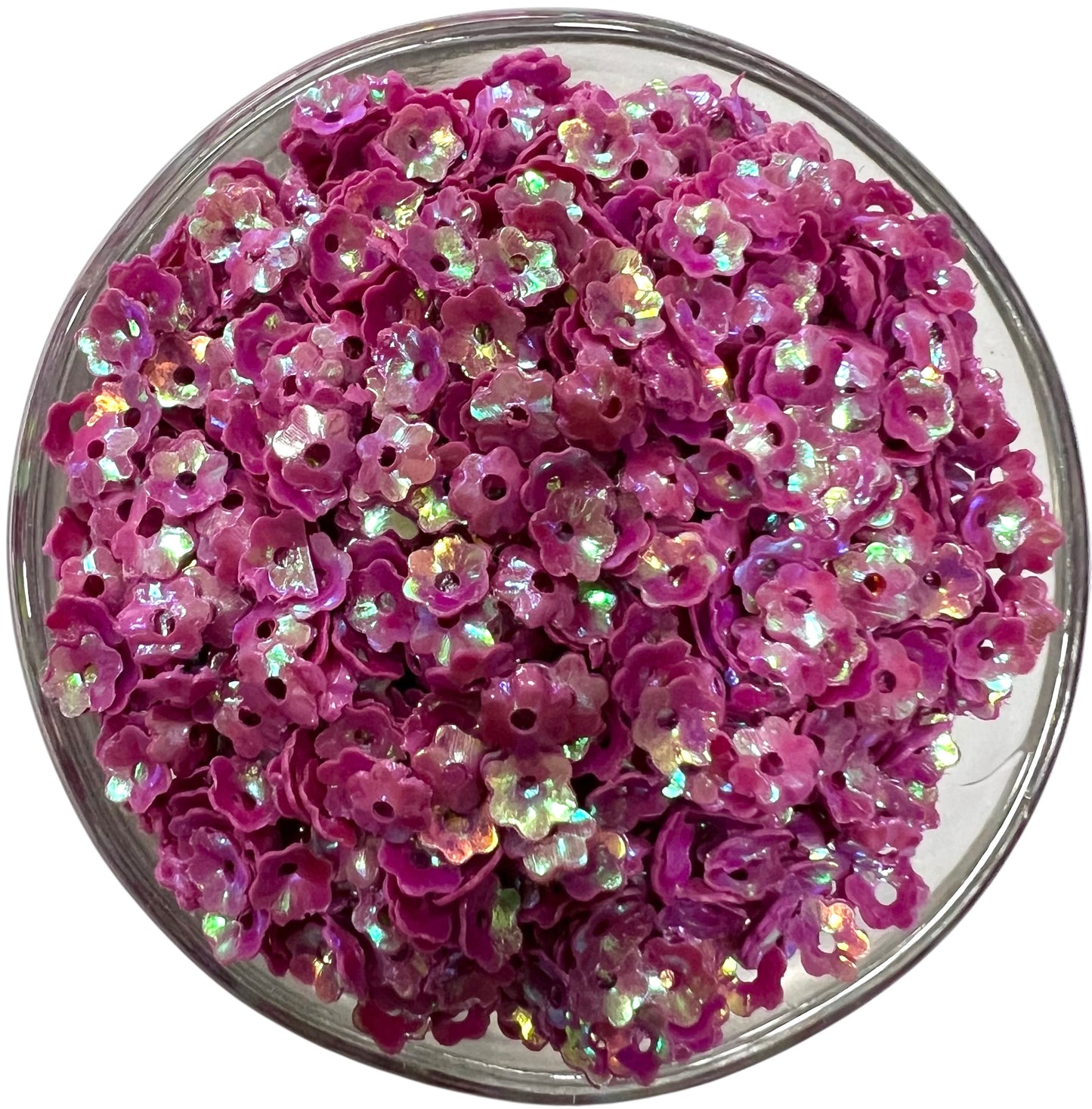 5mm Dark Pink Flower Rainbow Sequins