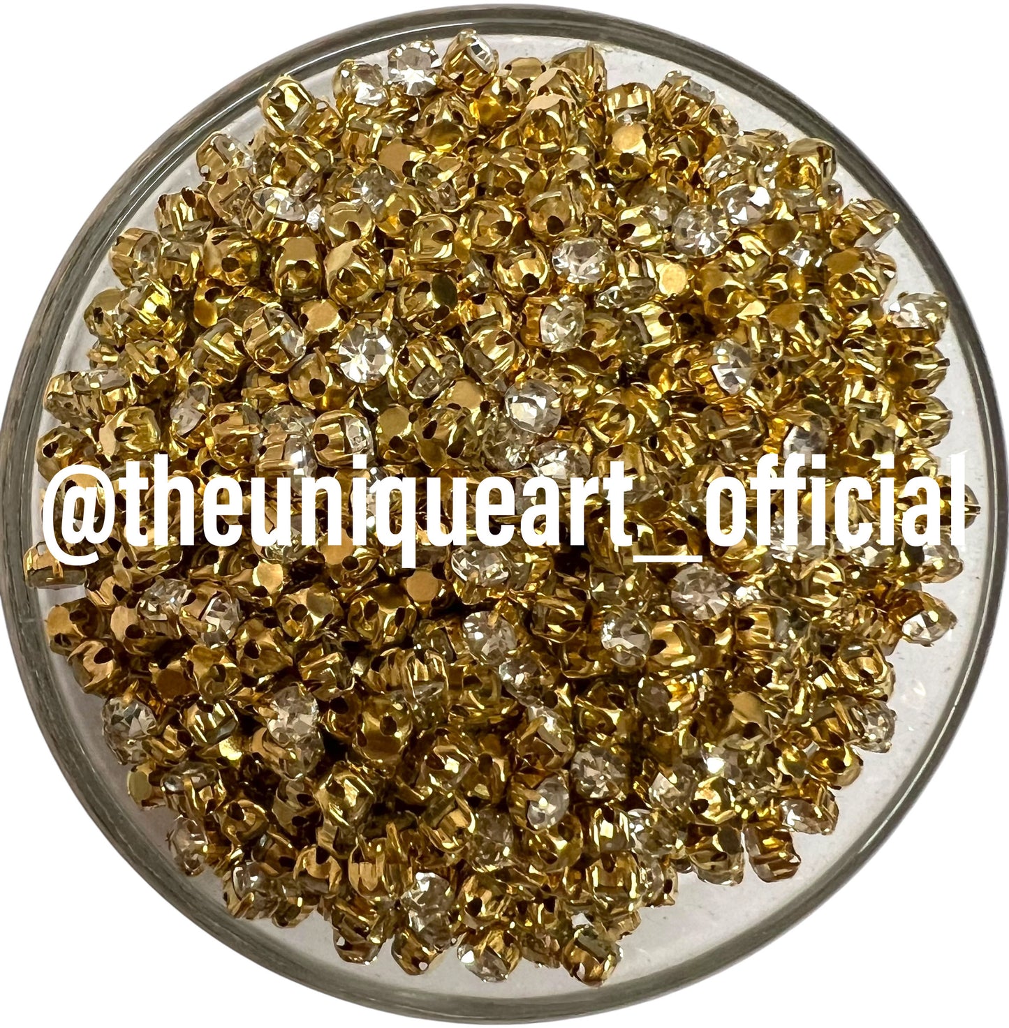 3mm White Small Round Clip Stones With Golden Base