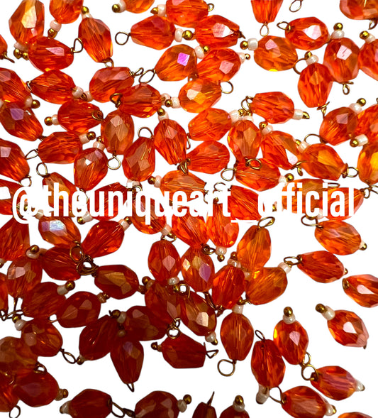 Orange Drop Hanging Beads 6x8mm
