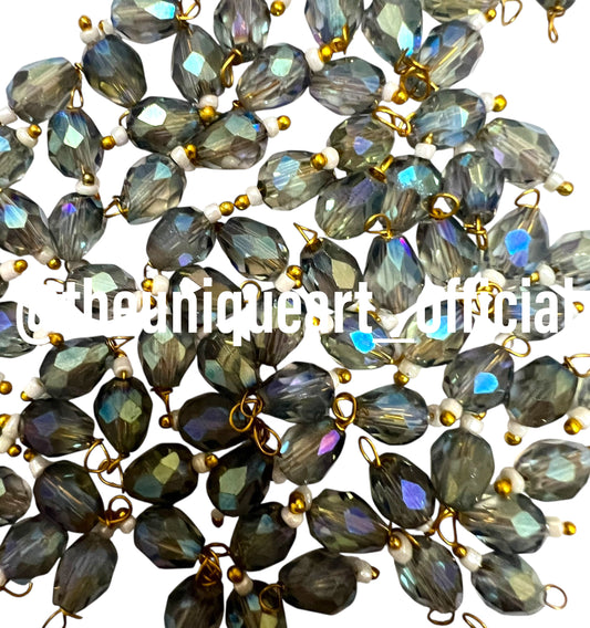 Grey Drop Hanging Beads 6x8mm