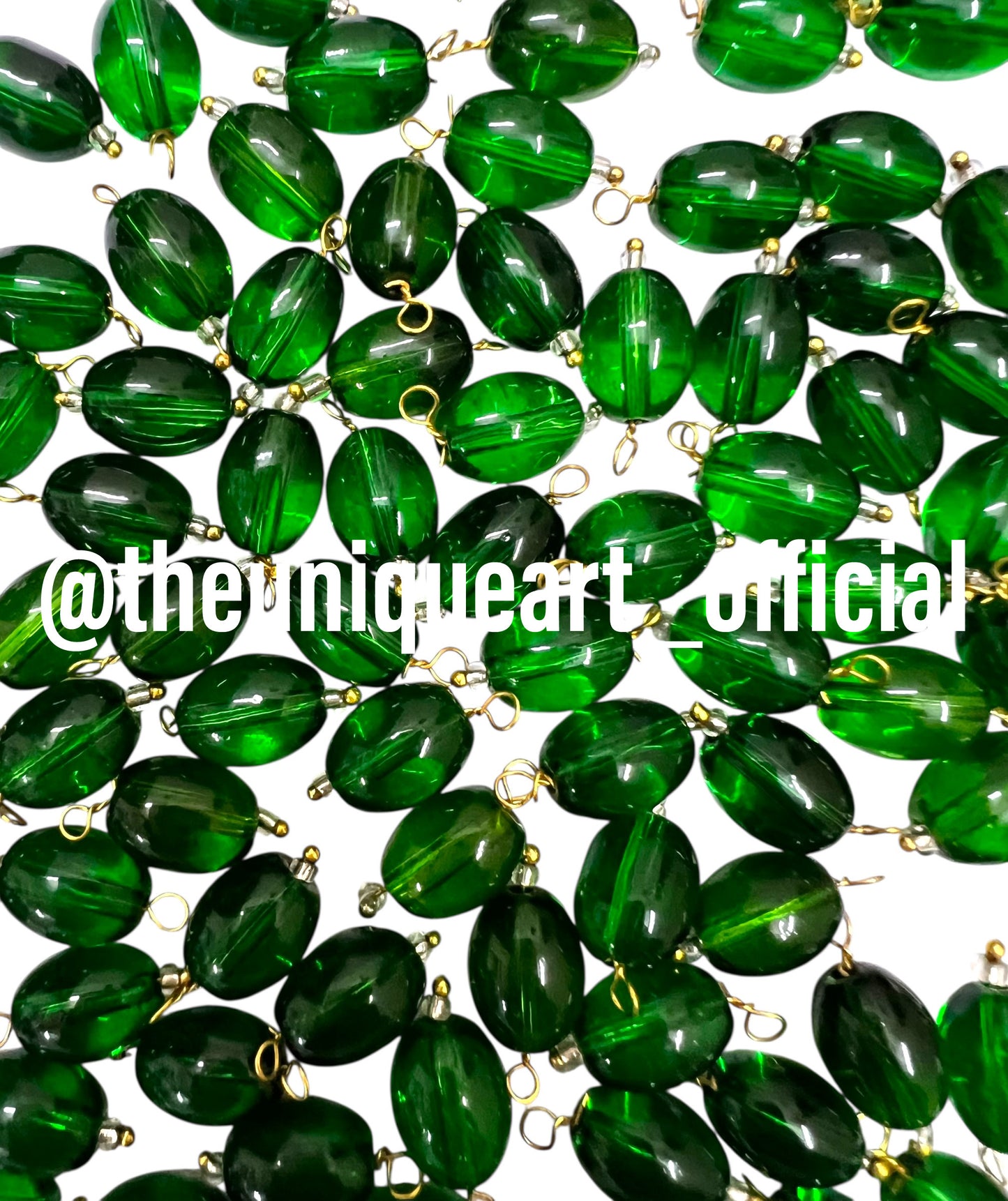 Green Oval Hanging Beads 8x11mm