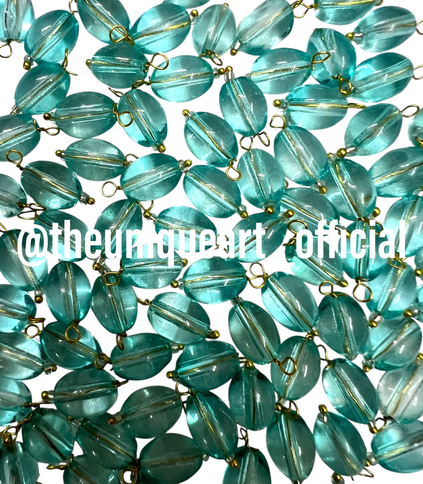Aqua Oval Hanging Beads 8x11mm
