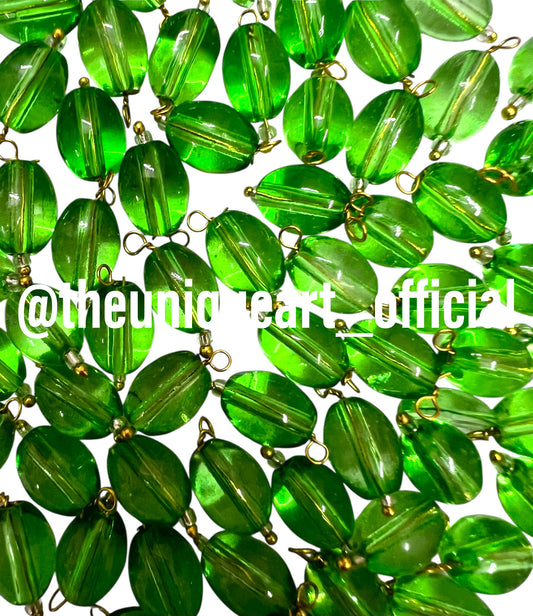 Light Green Oval Hanging Beads 8x11mm