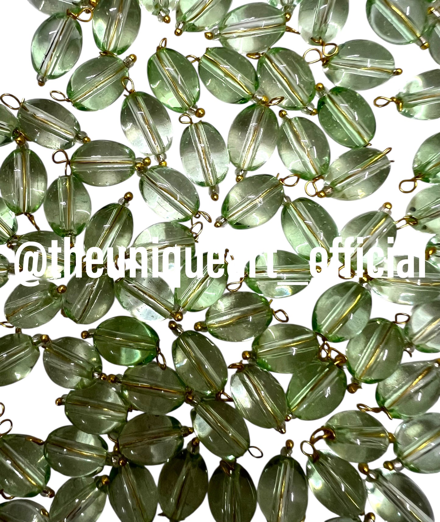 Pista Green Oval Hanging Beads 8x11mm