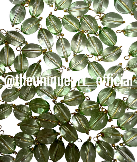 Pista Green Oval Hanging Beads 8x11mm