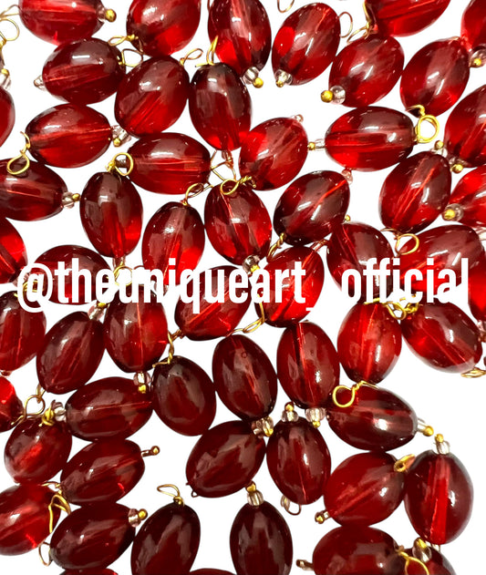 Maroon Oval Hanging Beads 8x11mm