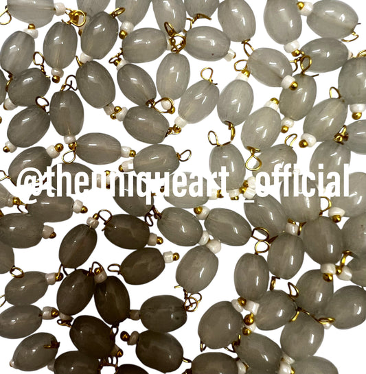 Grey Medium Oval Hanging Beads 6x8mm