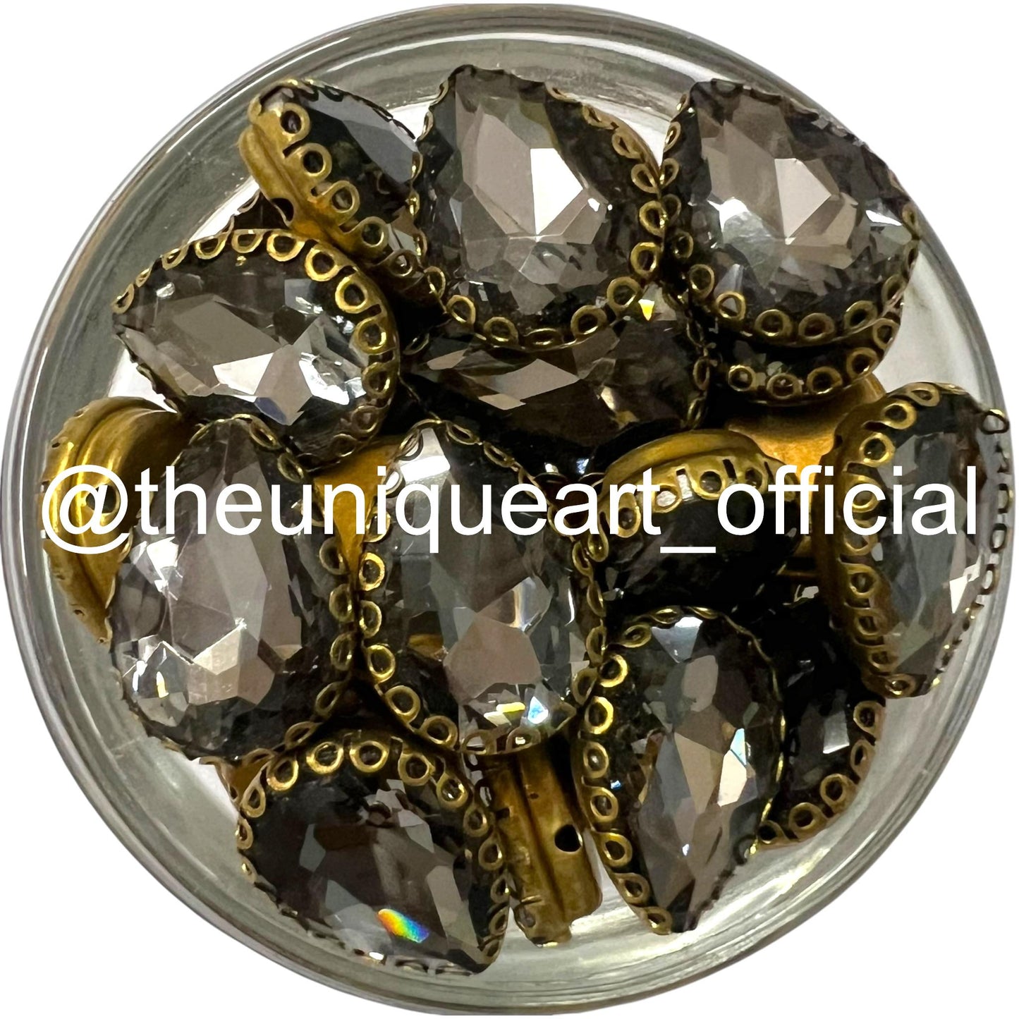 Grey 13x18mm Drop Sunflower Clip Stone