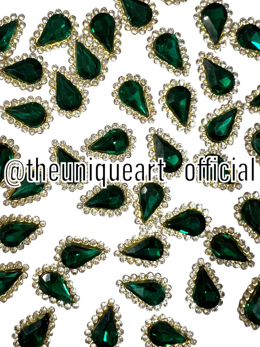 Emerald 8x13mm Drop Side Ring