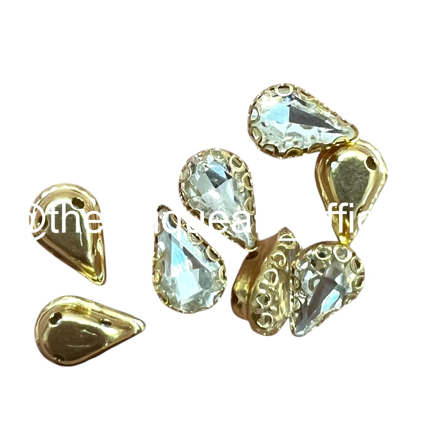 White Drop Clip Stone 10x6mm Golden Base