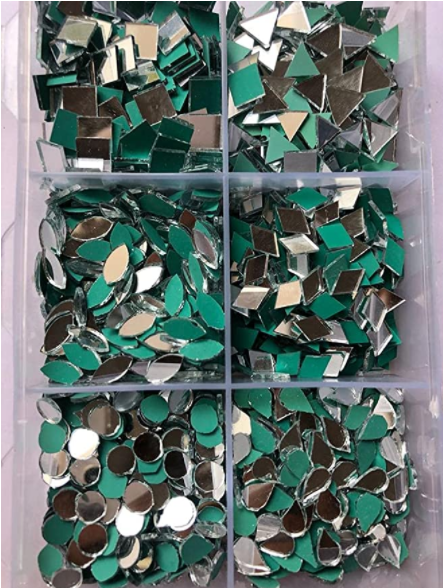 Glass Mirror Set Of 6 Shapes With Fabric Glue Pack Of 600 Pieces