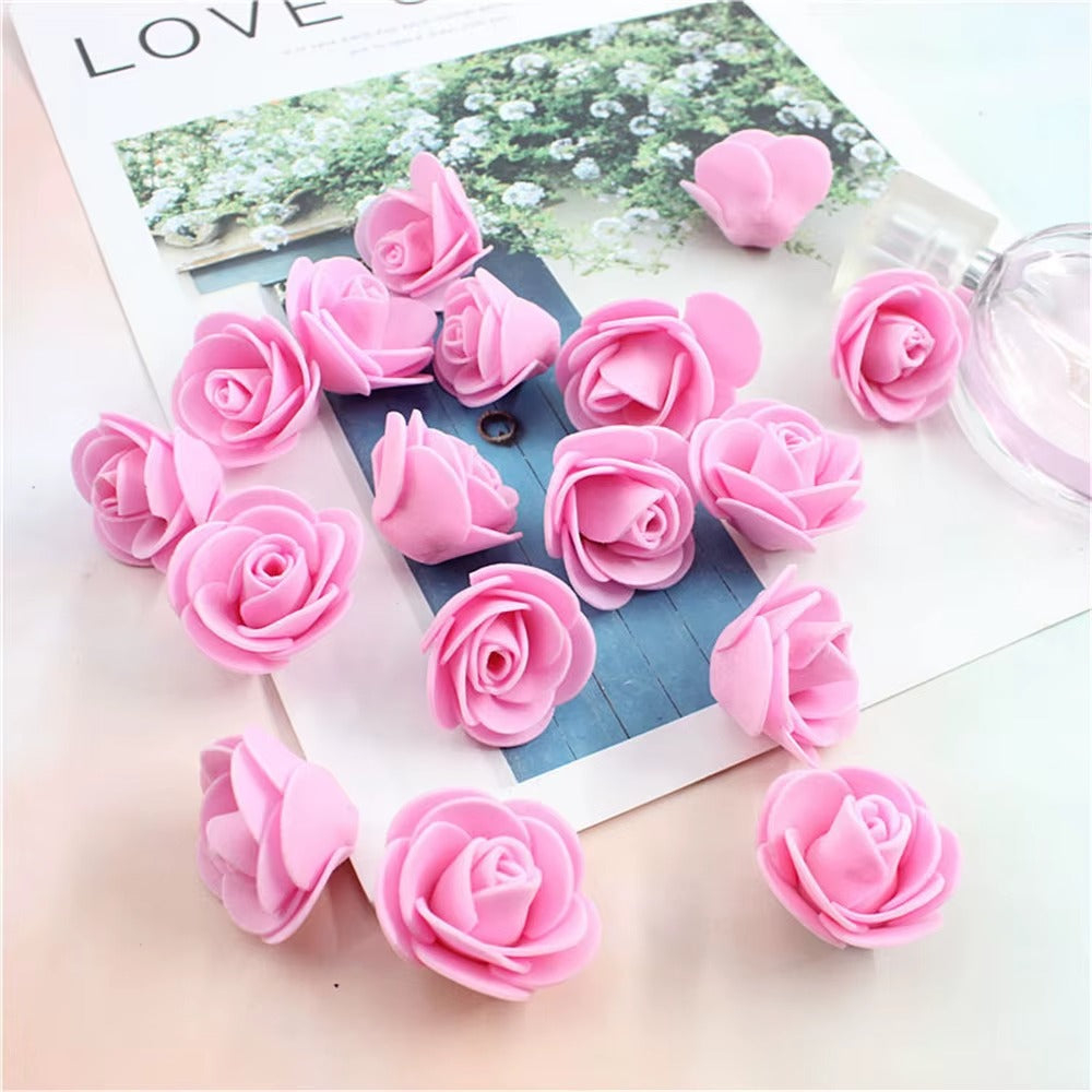 Pink Foam Rose Flower 3cm
