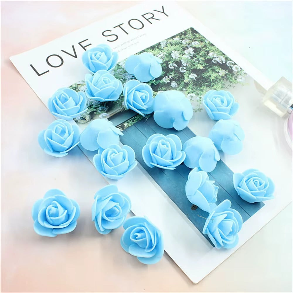 Light Blue Foam Rose Flower 3cm