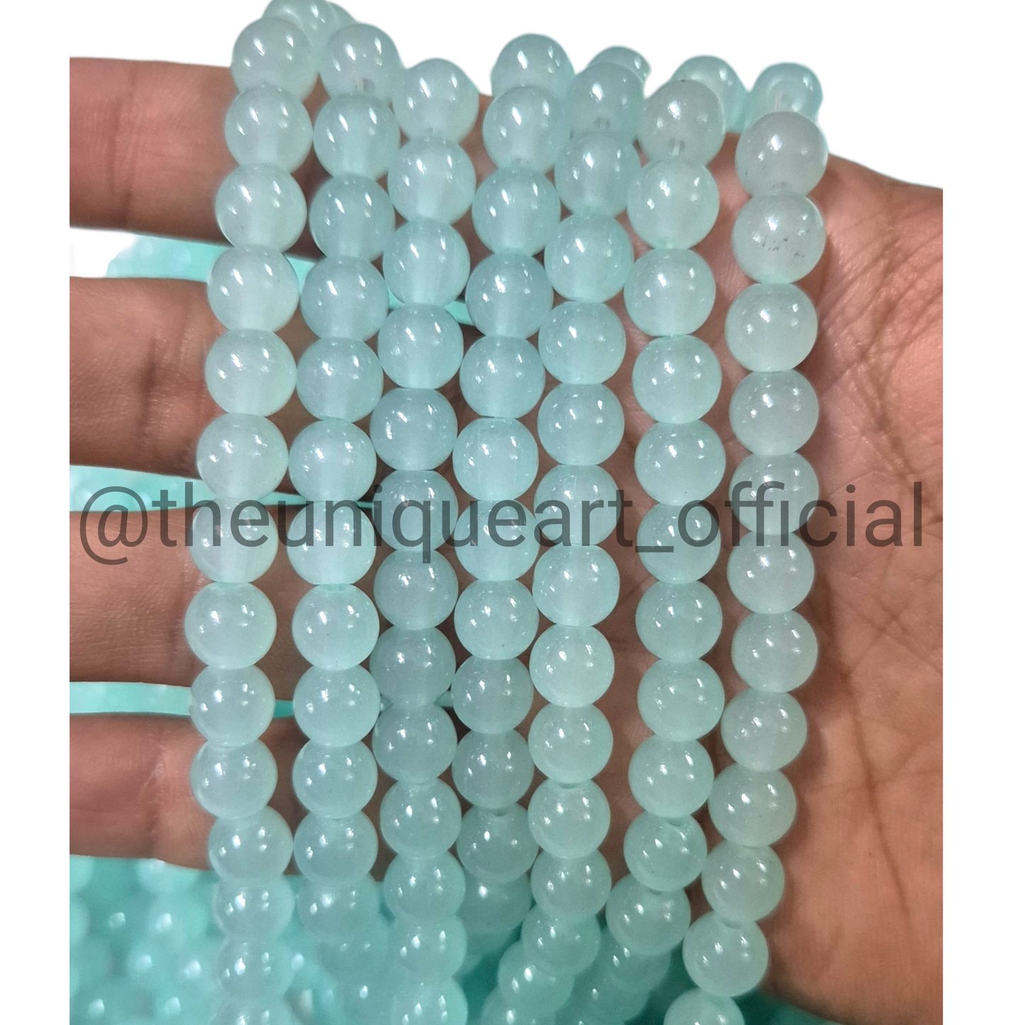 L SeaGreen Glass Jelly Beads 8mm