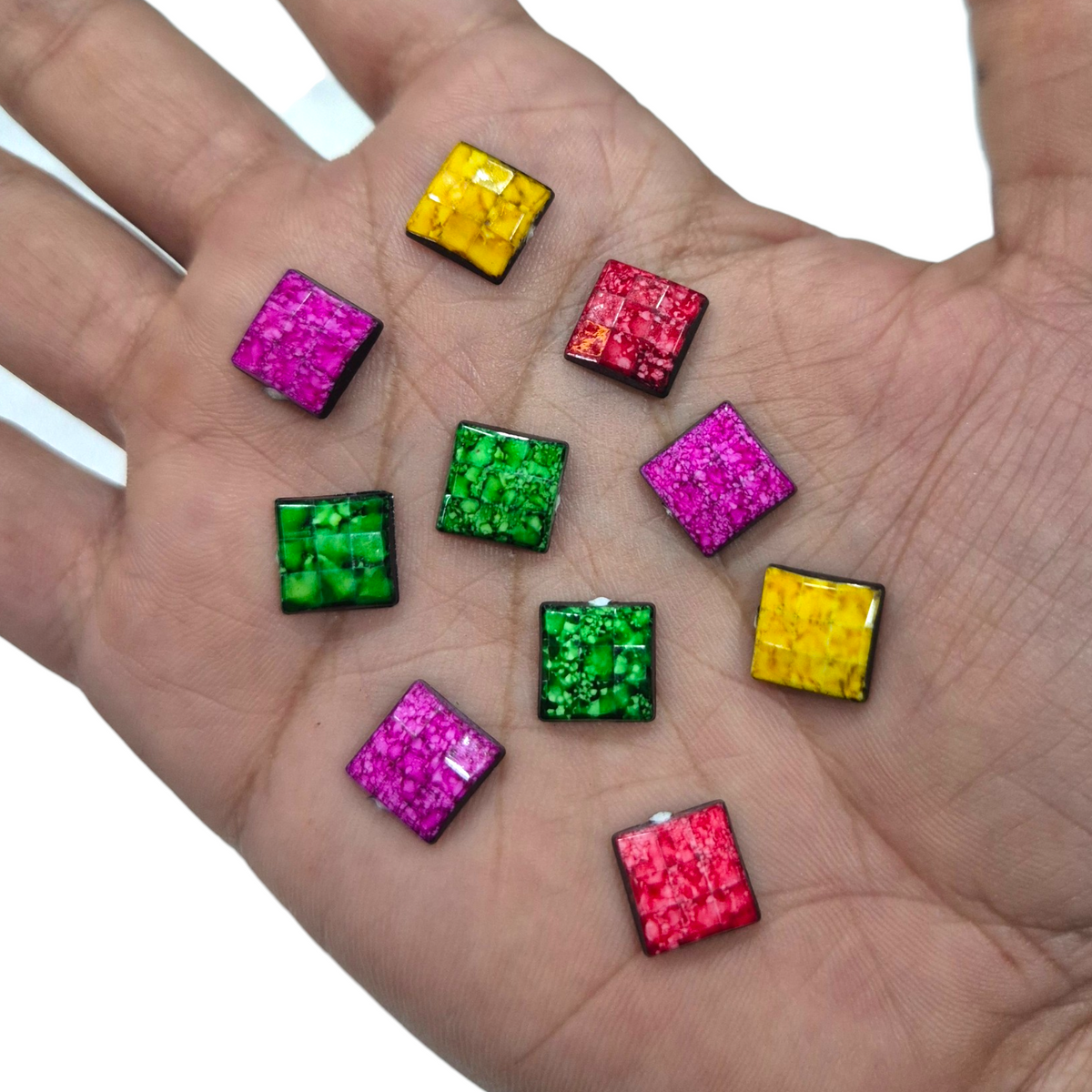 Splatter Flat Square D3 Beads (100pcs)