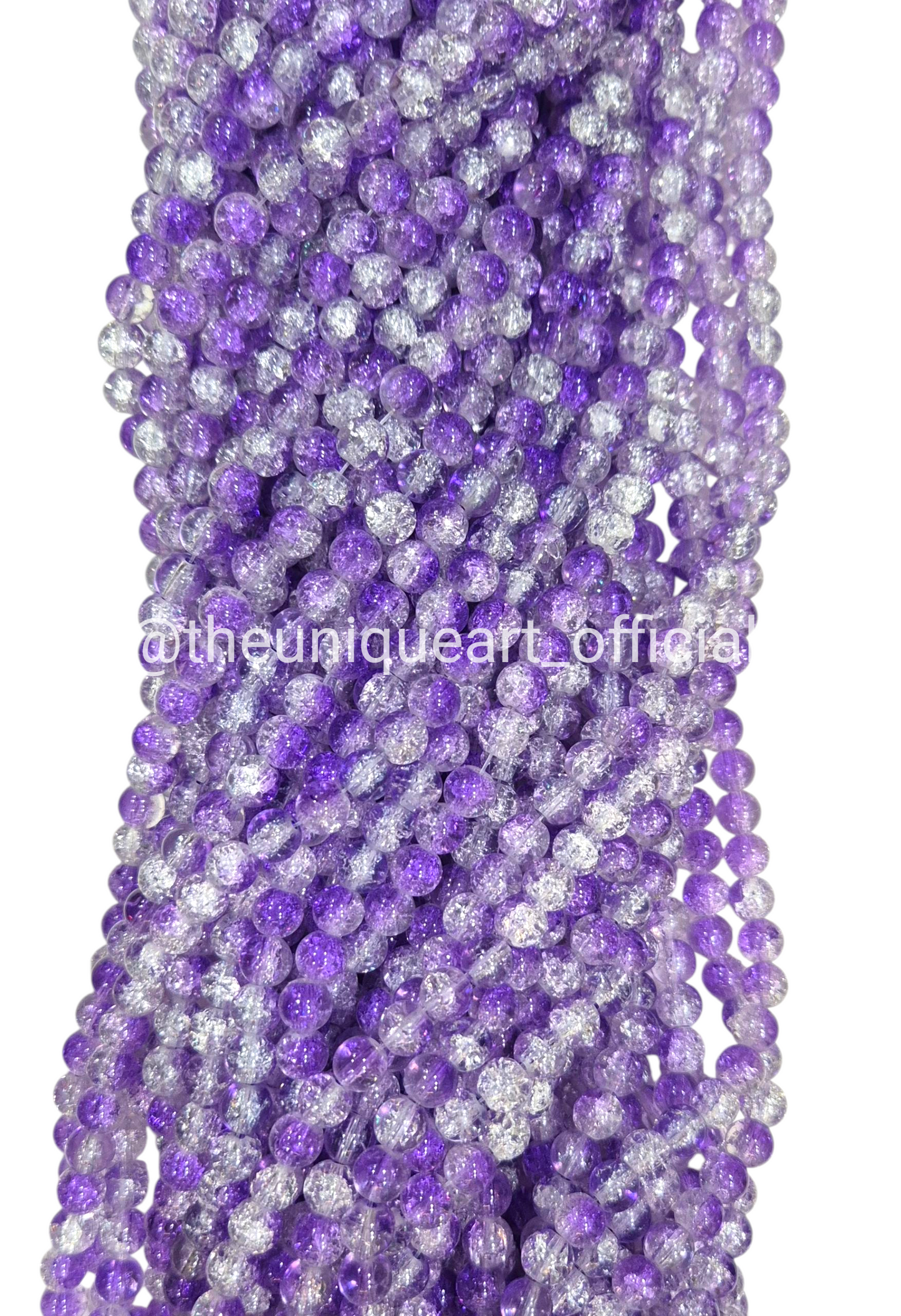 Purple Crackle Glass Beads 8mm (W&P)