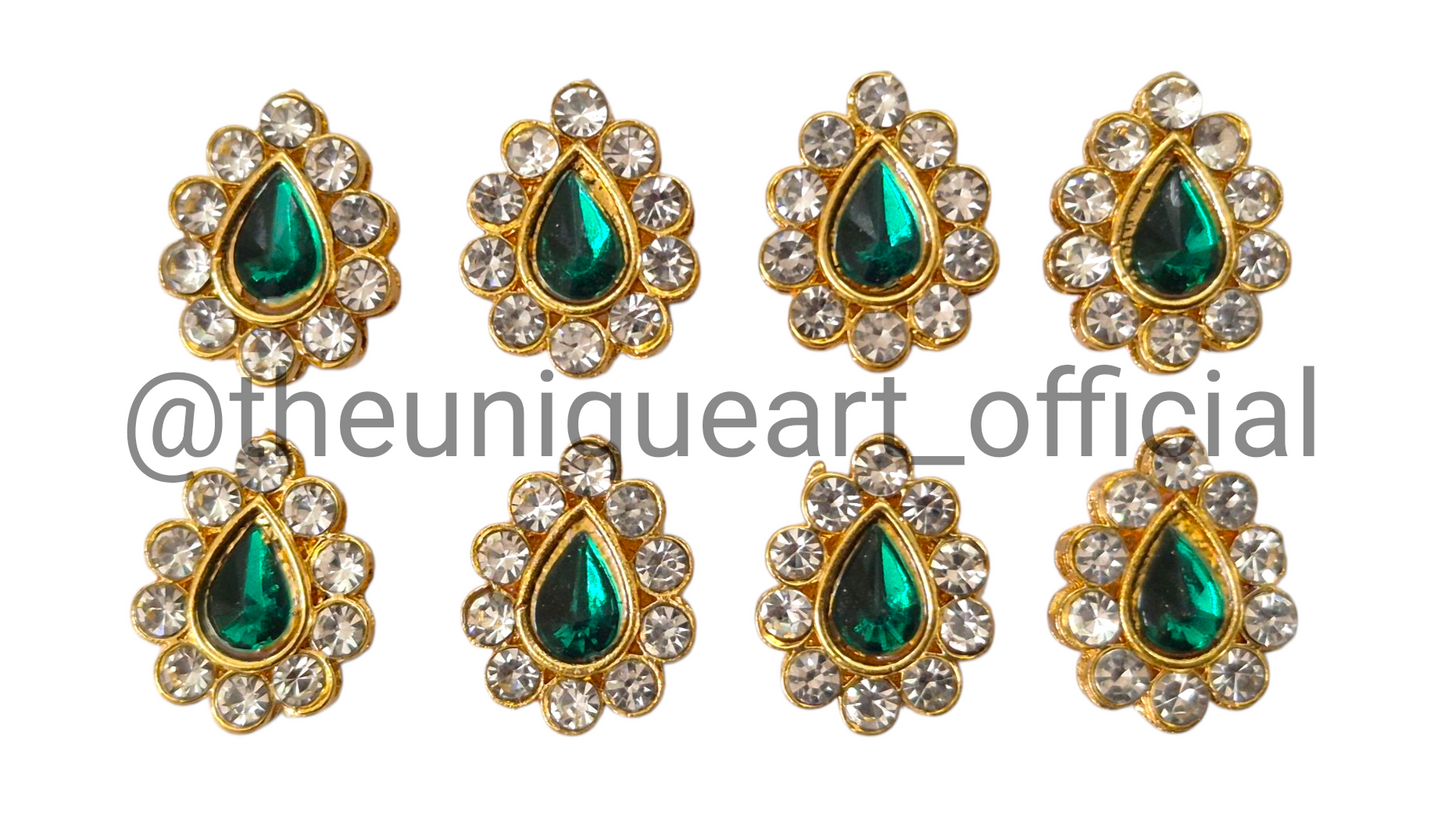 Green Drop With Border Zircon Stone