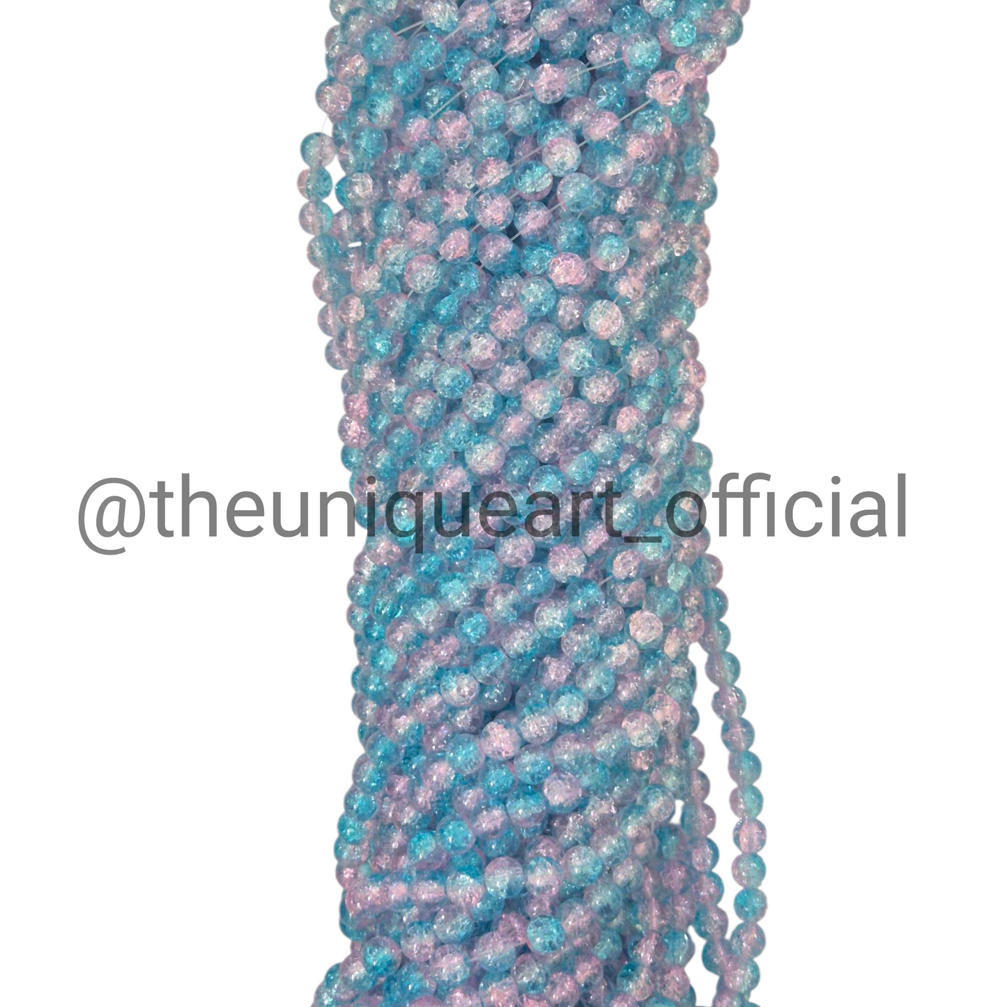 Multi L Blue & L Purple Crackle Glass Beads 8mm