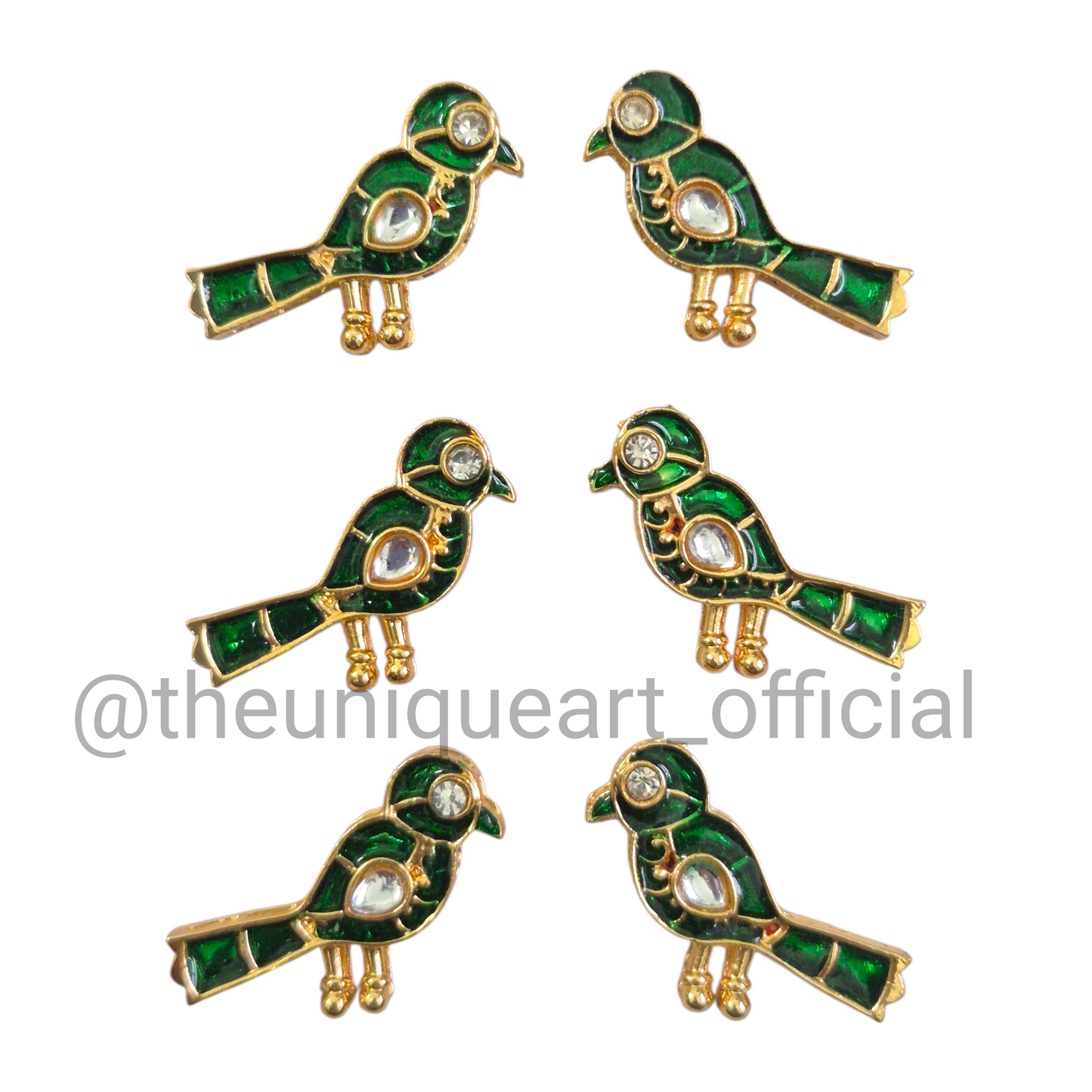 Green Parrot Pair with Zircon