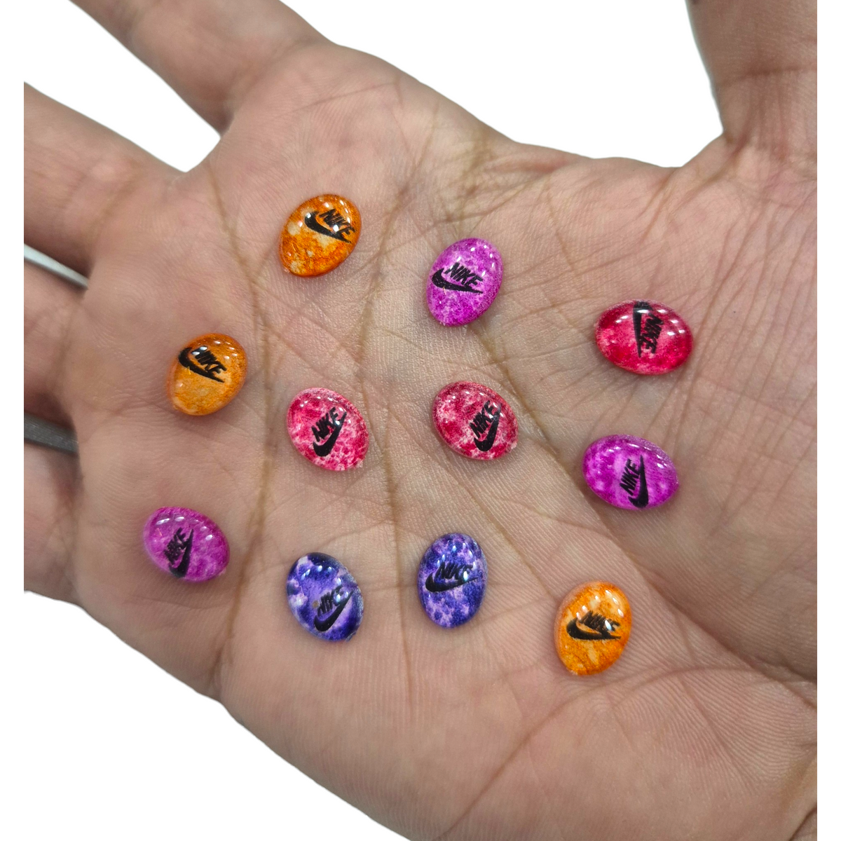 Splatter Flat Oval Nike Beads (100pcs)