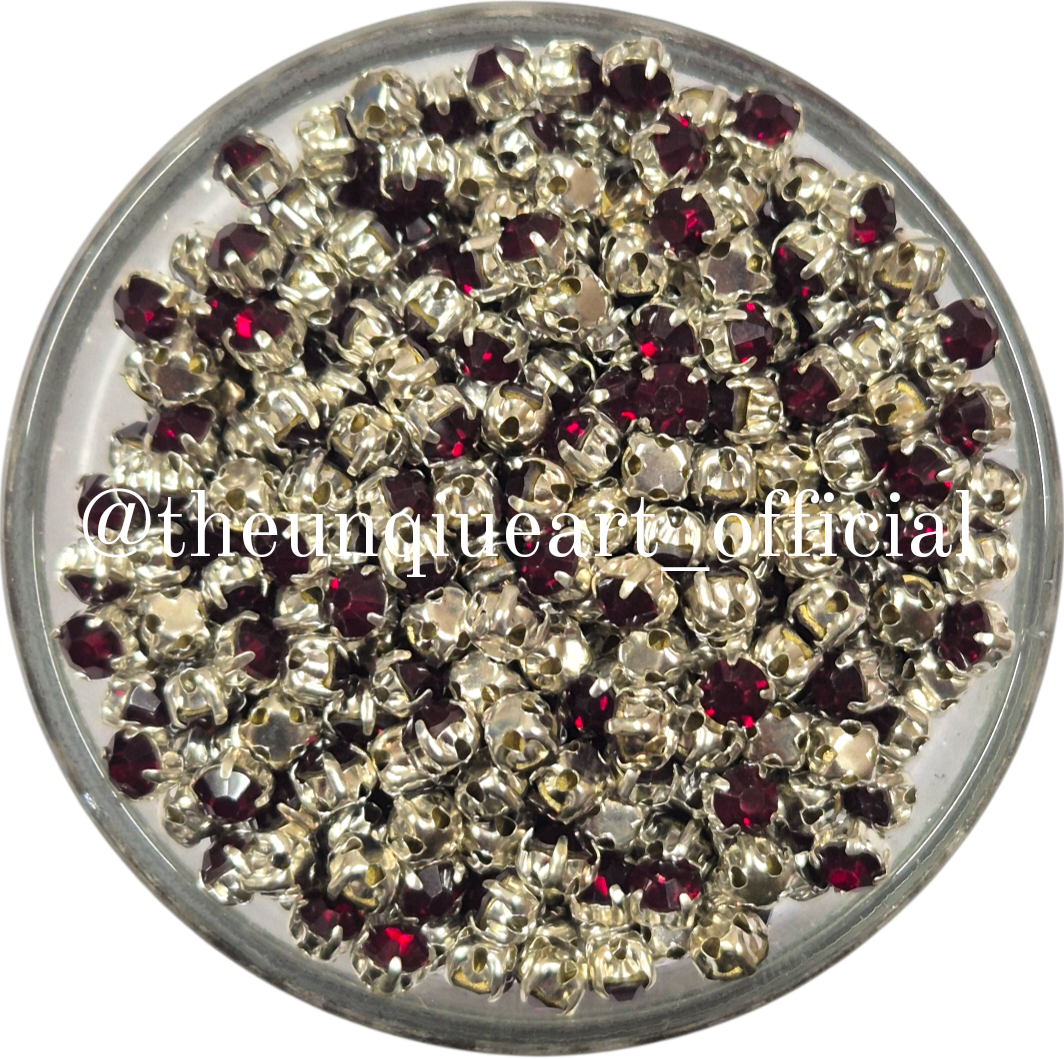 Maroon Small Round Clip Stones