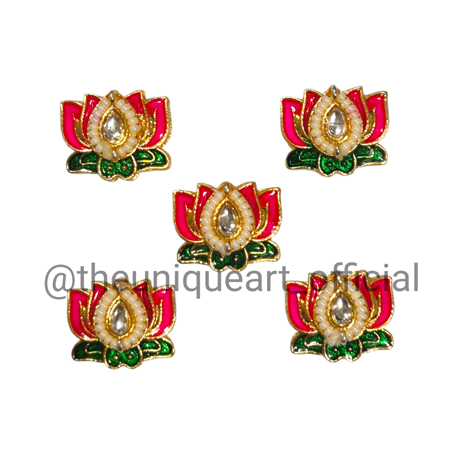 3D Lotus Rani & Green with Glass Beads