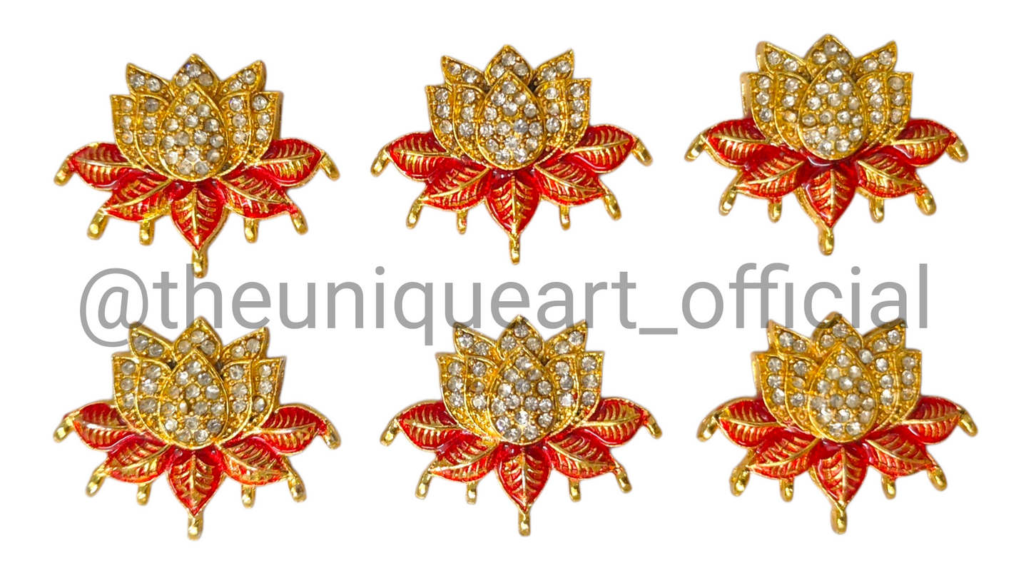 Red Lotus with Glass Chatons