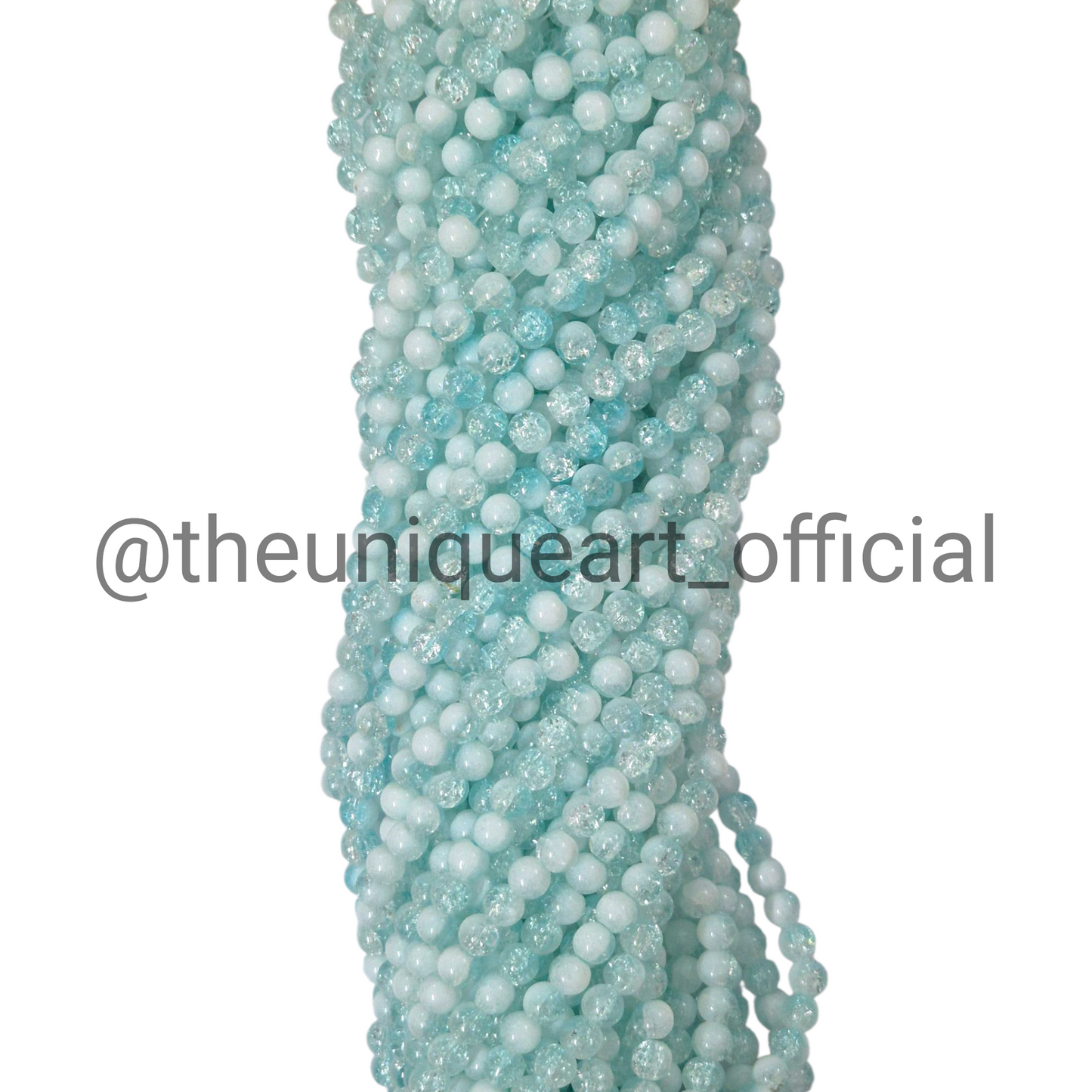 Milky Aqua Crackle & Jelly Beads 8mm
