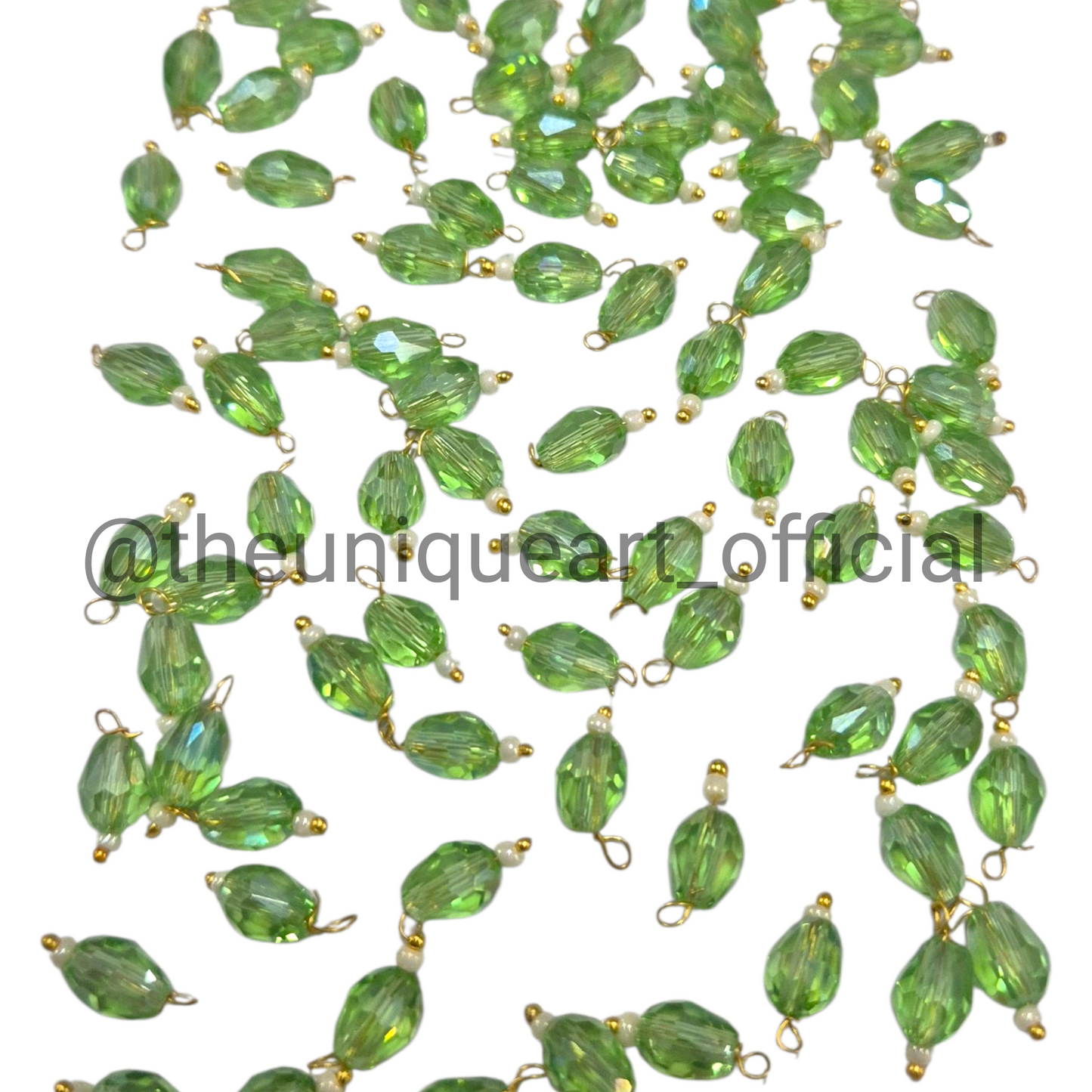 Light Green Drop Hanging Beads 6x8mm