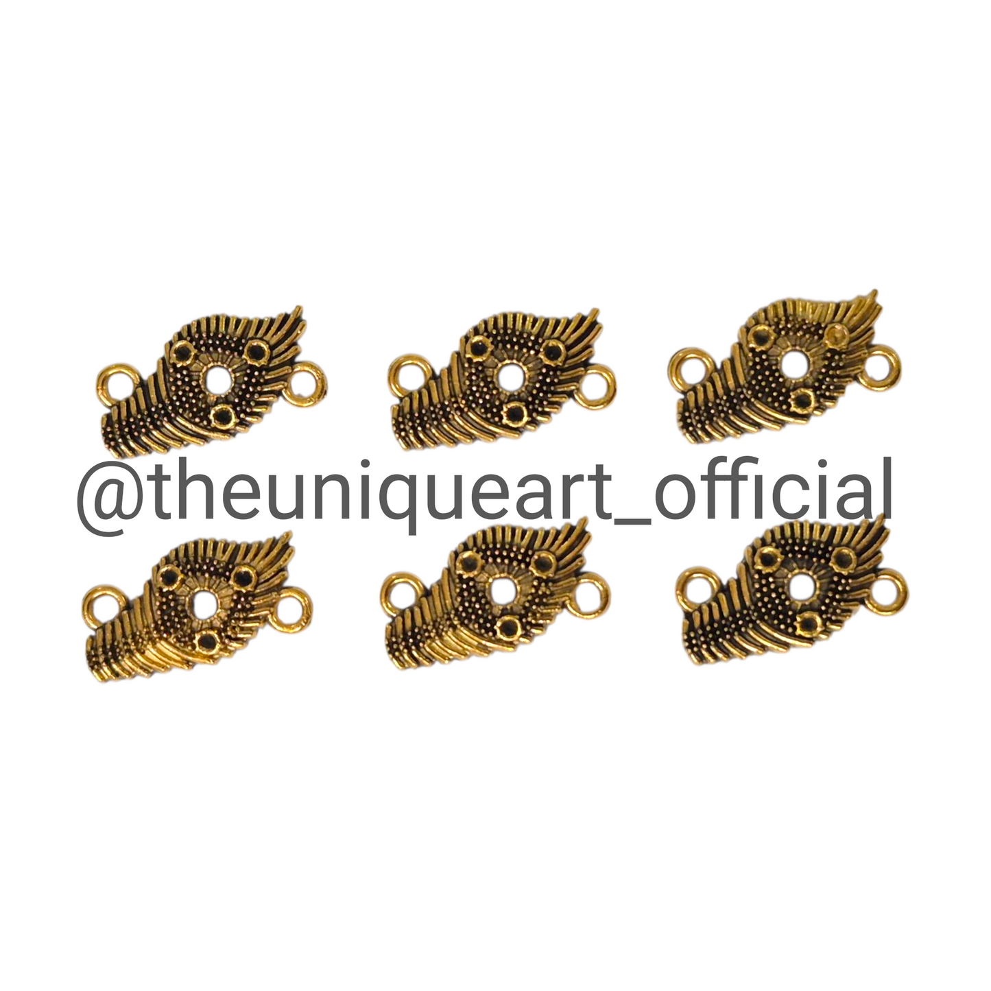 Peacock Feather Gold Charm (10x18mm)