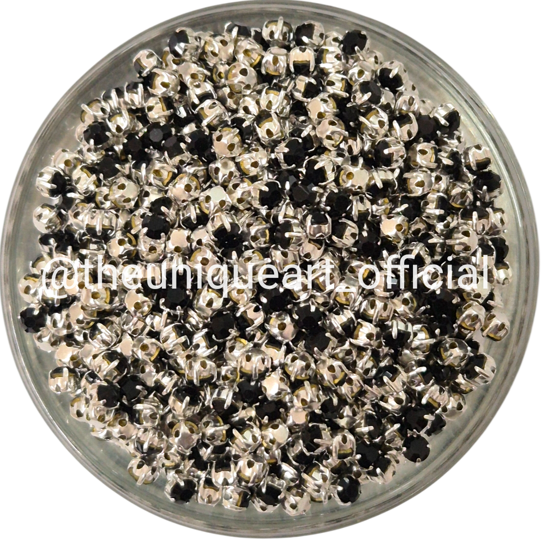 3mm Round Clip Stone Black