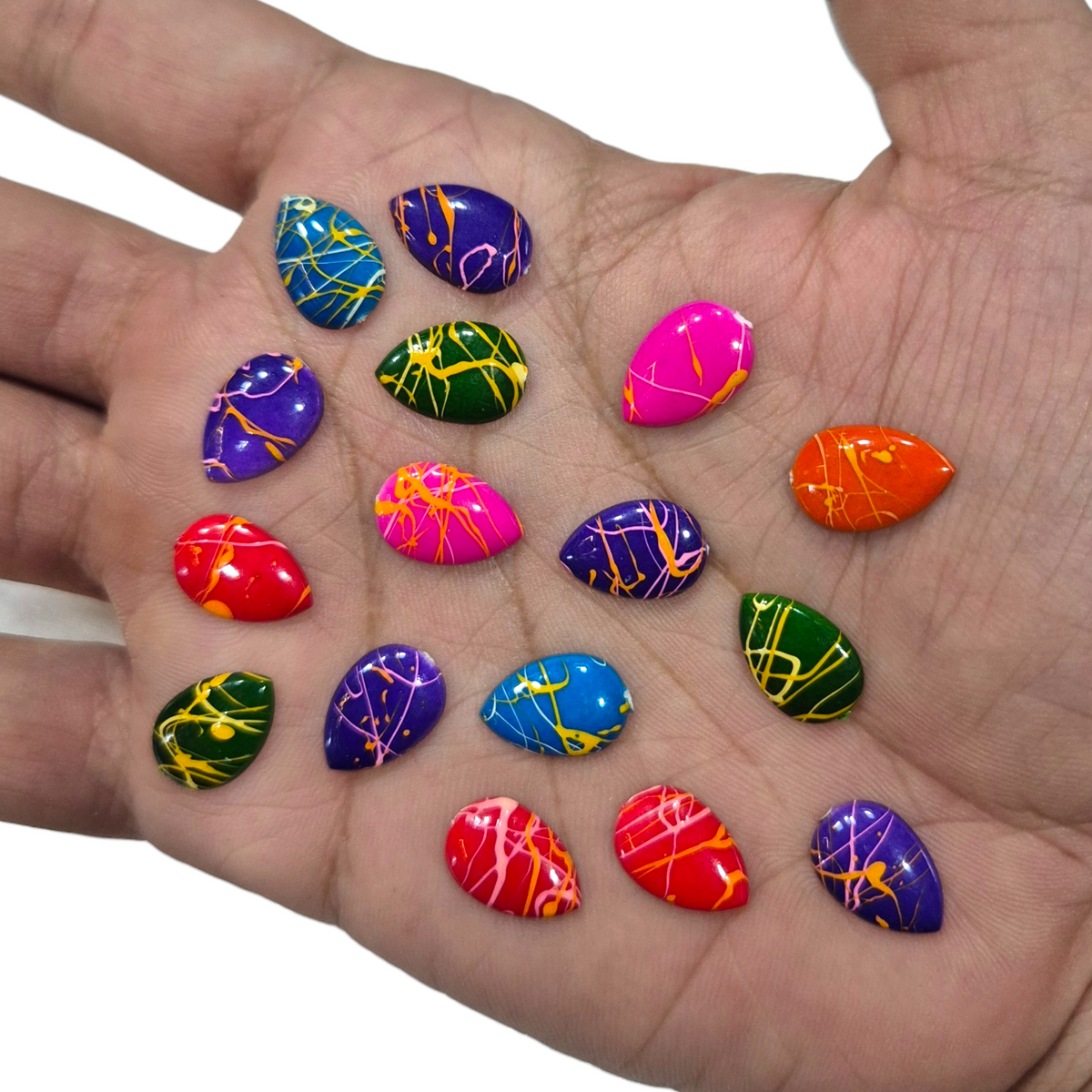 Splatter Flat Drop Beads (100pcs)