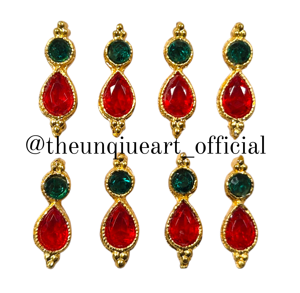 Two Loop Drop Ruby Red & Round Ruby Green
