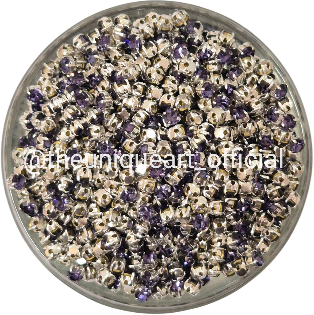 3mm Round Clip Stone Light Purple