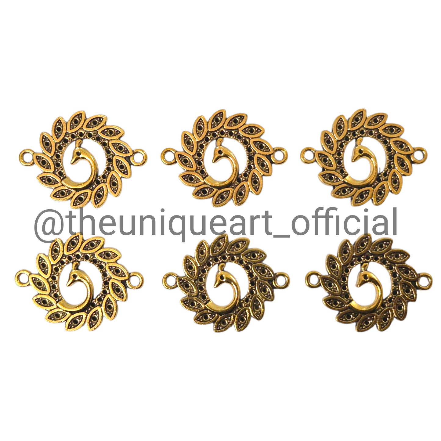 Peacock Curve D15 Gold Charm (20x25mm)