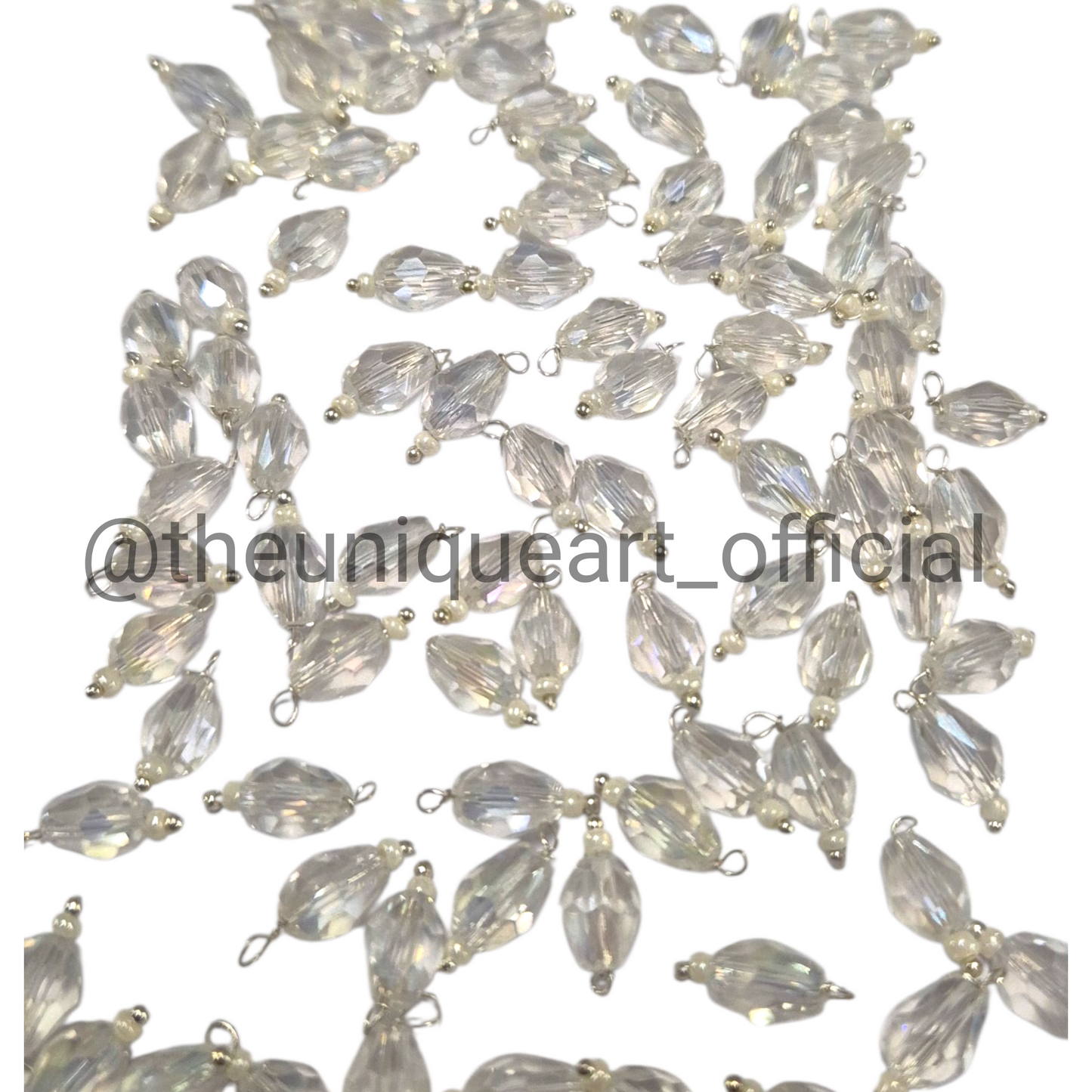 White Drop Hanging Beads 6x8mm