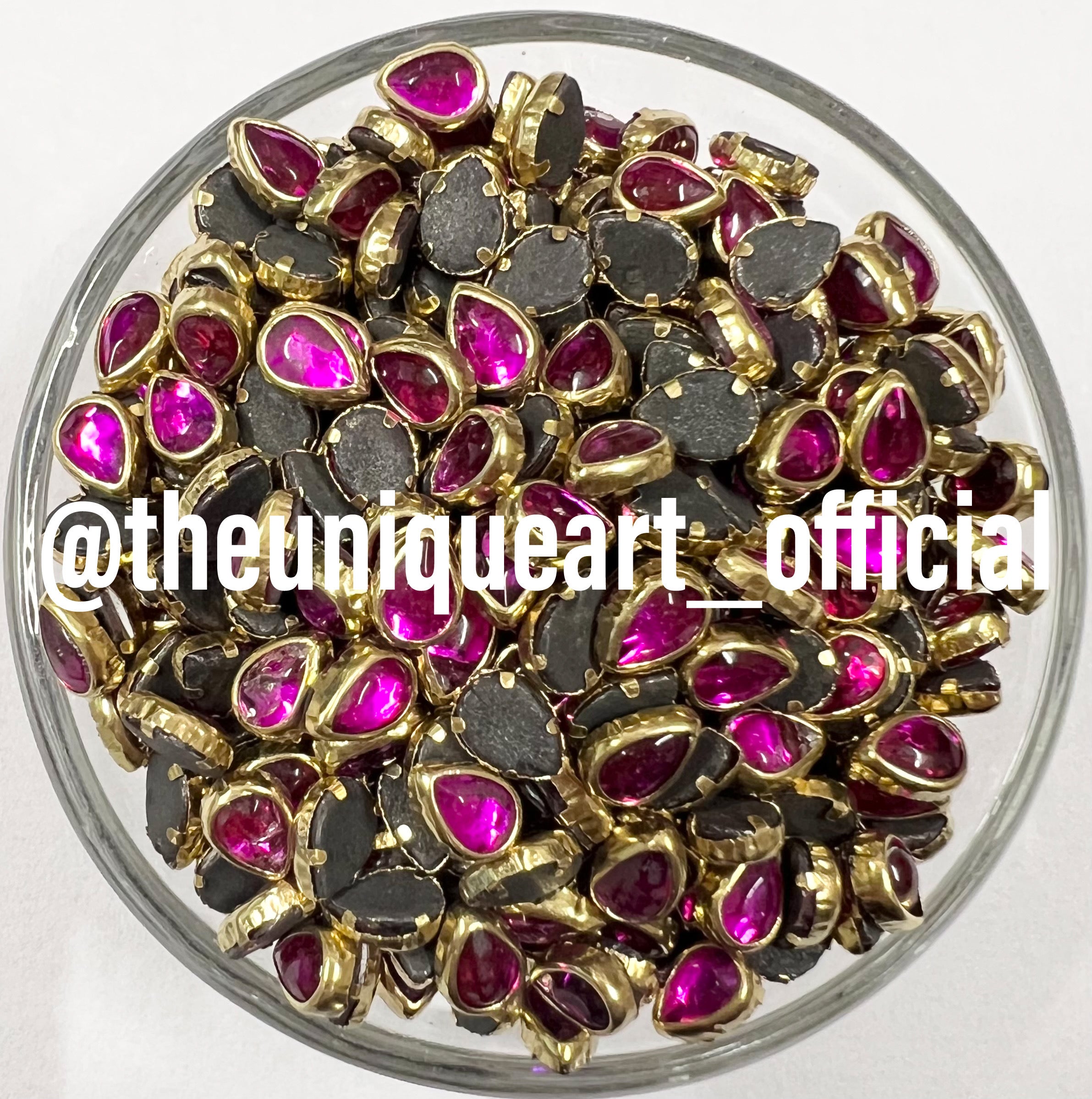 Yellow Color Oval Shape Beads With Kundan Work Pack Of 6